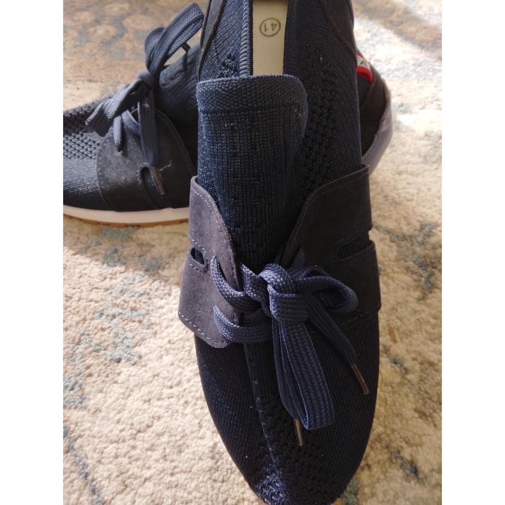 Shionfas women's navy canvas slip on sneaker lace tie size 9/uk 41 NWOT